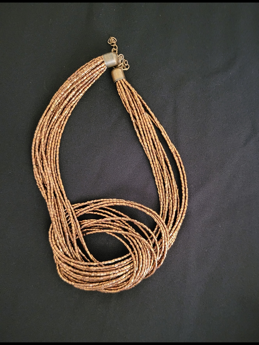 Layered Copper Beaded Statement Necklace- African Boho Multi-Strand
